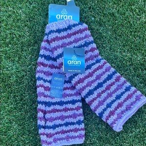 Aran Woollen Mills Striped Knit hand/arm warmers